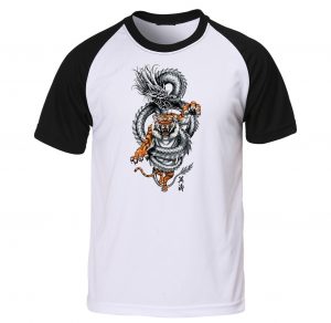 Camisa Raglan Dragão e Tigre (opção manga longa)
