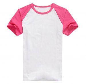 Camisa Raglan BRANCA com manga ROSA (opção manga longa ou curta)