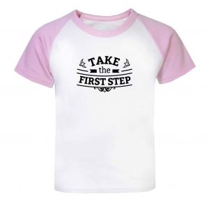 Camisa Raglan Take The First Step (coleção camisas motivacionais)