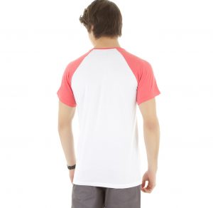 Camisa Raglan BRANCA com manga ROSA CLARO (opção manga longa ou curta)